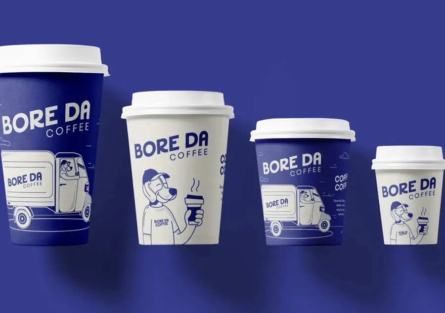 Bore Da takeaway cups featuring Gus